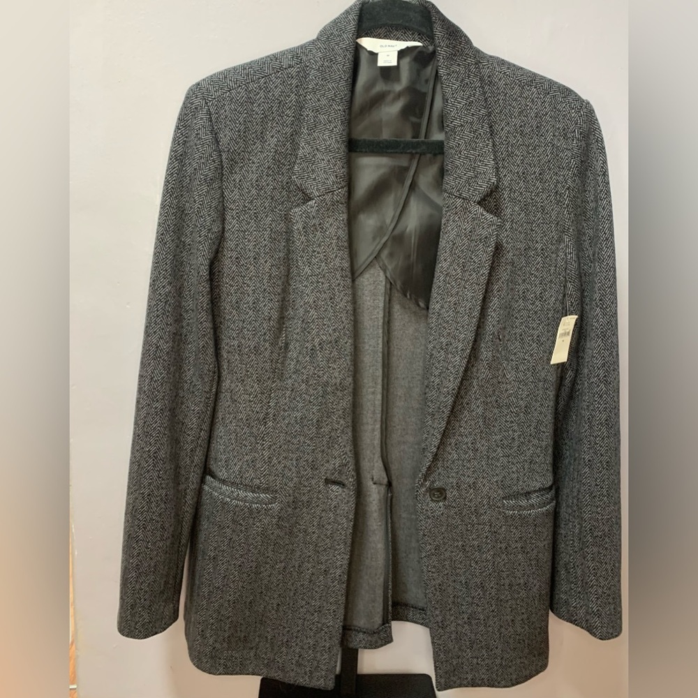 Old Navy Tweed Stretchy Blazer Pickets Single Button